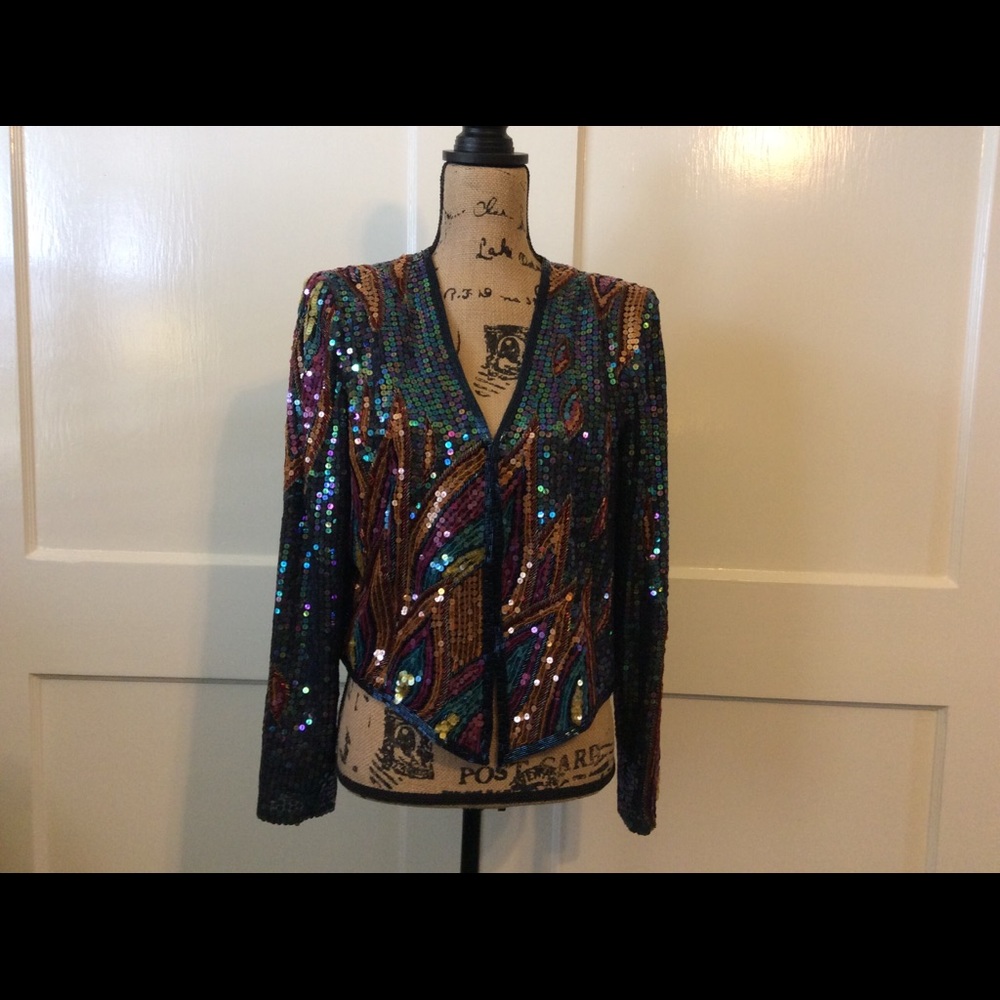 Vintage Saks Fifth Avenue sequined evening jacket